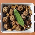 Veal meatballs with mushrooms, leeks and salvia