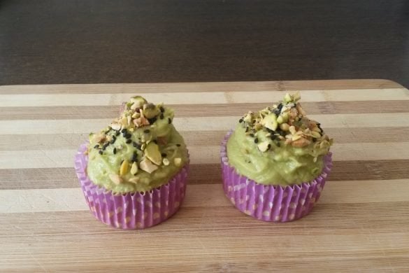 Cupcakes veganos con ganache verde